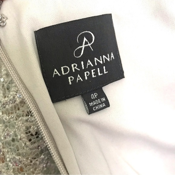 ADRIANNA PAPELL Silver Lace Overlay Fit & Flare Minidress Size 4 PETITE - Picture 10 of 16